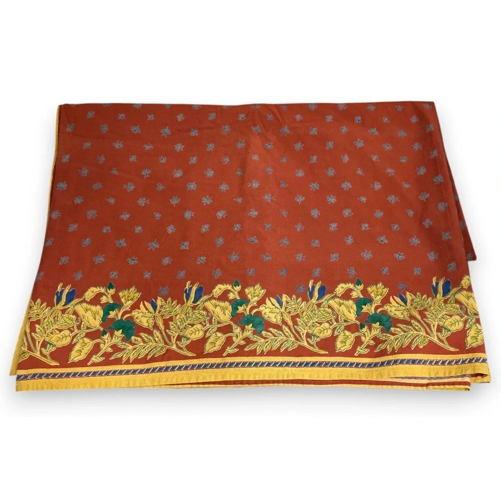 Williams Sonoma French Country Tablecloth Orange Bees Floral Provence 70x108
